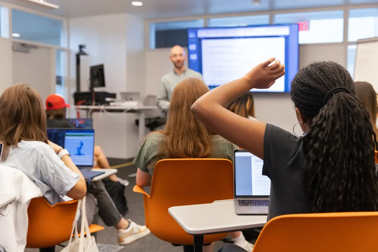 People sitting in a classroom.